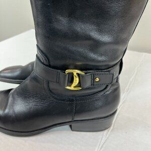 Ralph Lauren RLL Black Leather knee high Boots, Size 8.5